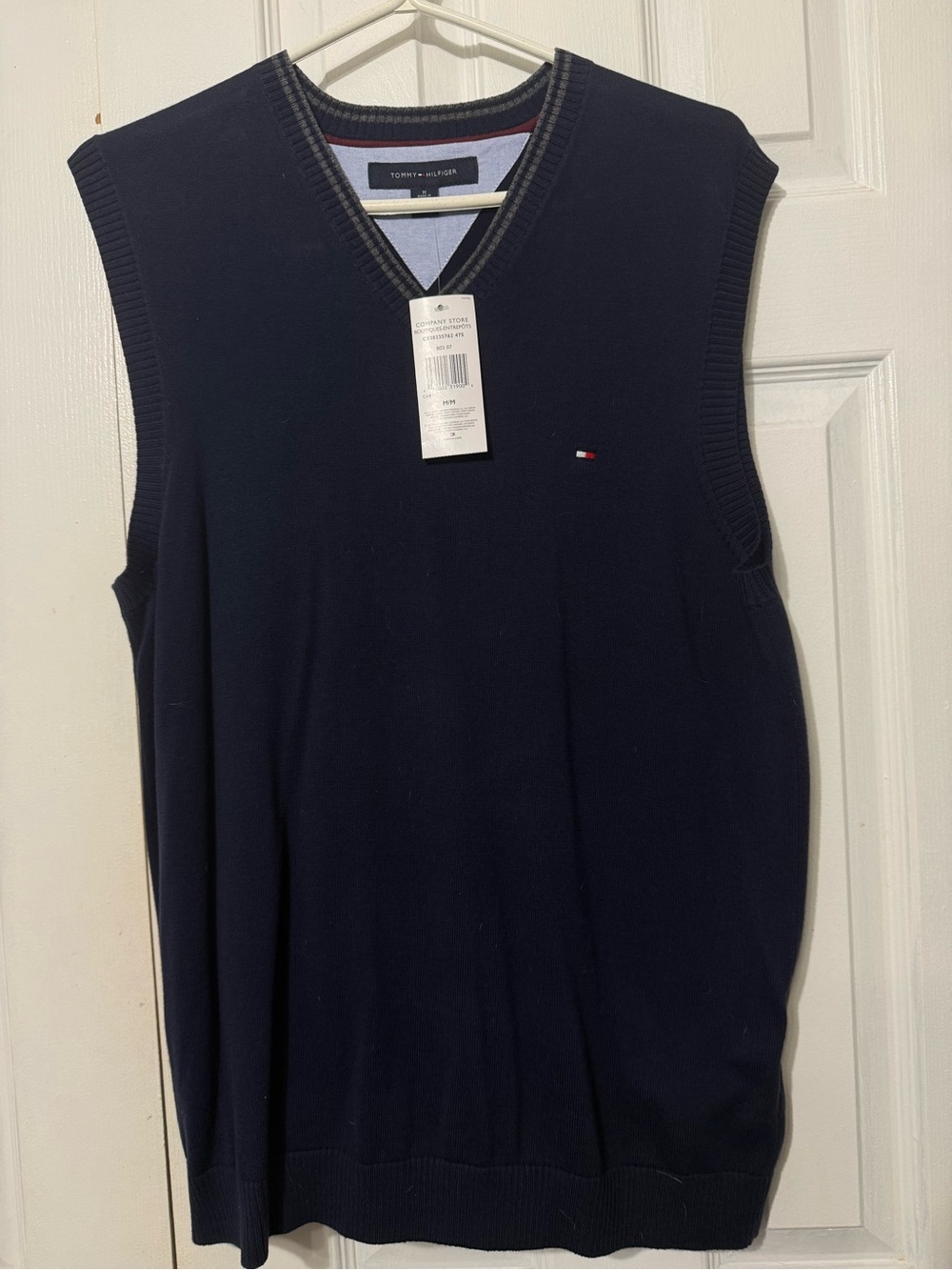 Tommy Hilfiger Navy and Gray V-Neck Sweater Vest